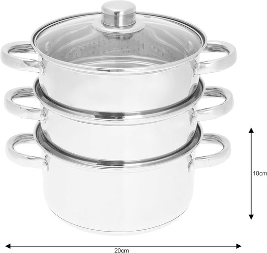 Casserole Inox 1,5L Avec Panier Vapeur Et Couvercle Verre - Ustensile Cuisine Multifonction