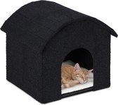 Relaxdays kattenhuis binnen - opvouwbaar kattenholletje - overdekte kattenmand - stof