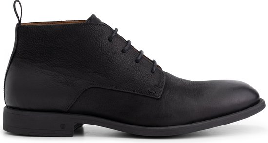 Travelin' Watford nette leren halfhoge veterschoenen heren - Zwart leer - Maat 42