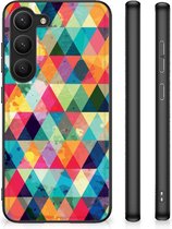 Smartphone Hoesje Geschikt voor Samsung Galaxy S23 Backcase TPU Siliconen Hoesje met Zwarte rand Geruit