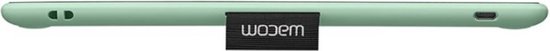 Zijaanzicht van een pistache Wacom tekentablet.