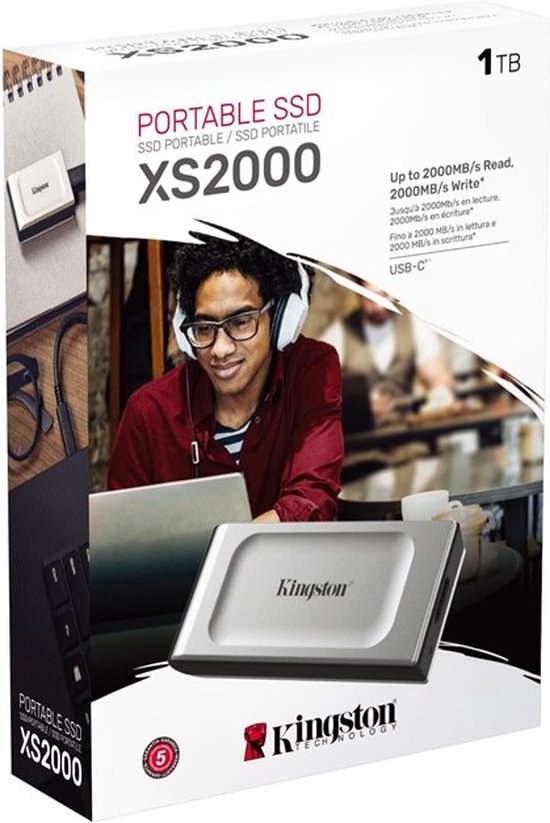 Kingston XS2000 Portable SSD - 1TB opslag - USB 3.2 Gen 2x2