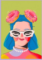 Bloemkolie Donut Bun Girl A5 Poster / Cute Kawaii Poster