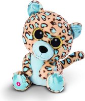 Nici Luipaard/jaguar Lassi - pluche knuffel - beige/blauw - 25 cm