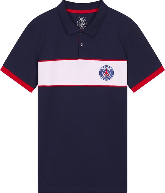 PSG Polo Stripe Heren - Maat M - Polo Heren - Paris Saint-Germain - maat M