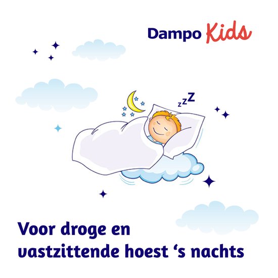 Dampo Kids Nacht Kindersiroop Alle Hoest + Vrije luchtwegen - Voor droge en vastzittende hoest 's nachts bij kinderen - Verlichting en verzachting bij het hoesten - Vanaf 1 jaar - Medisch hulpmiddel - 100 ml - Dampo
