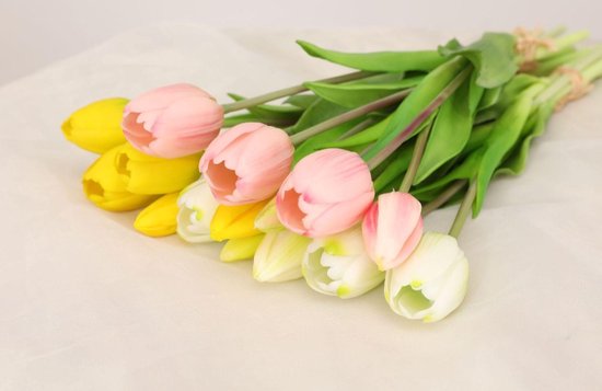 10 stuks Tulp Kunstbloem Wit PU Real Touch voor Woondecoratie Nep Tulpen Latex Bloemen Boeket Bruiloft Nep Bloemen