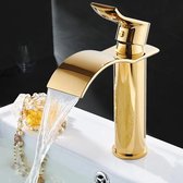 Waterval Wastafel Kraan Goud - Modern Design - Badkamer - Keuken - Toilet - Messing - Warm en Koud