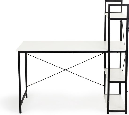 Bureau - wit - met opbergruimte - 120x64x120 cm - metaal