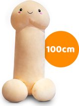 Super zachte XXL Penis knuffel - Piemel kussen - XL formaat (1 meter) - Crème Wit