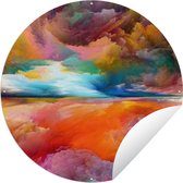 Tuincirkel Schilderij - Olieverf - Abstract - Wolken - 60x60 cm - Ronde Tuinposter - Buiten