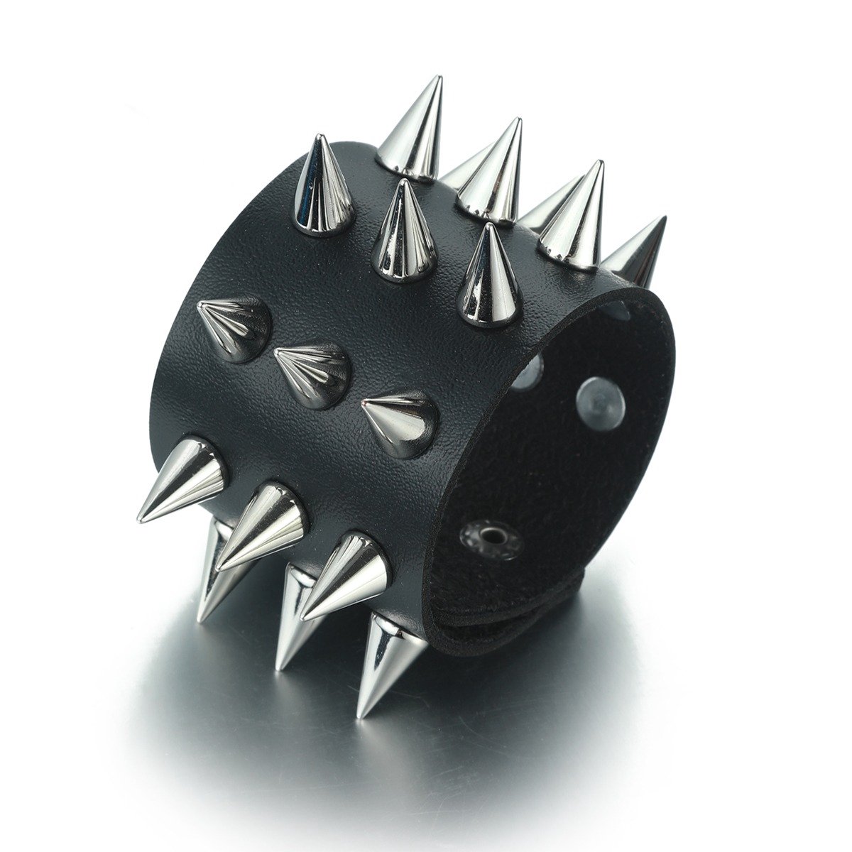 WiseGoods Premium Punk Stud Armband - Armbanden Met Spikes - Gothic Design - Armbandje Leer - Leder Armbandjes - Sieraden - Zwart