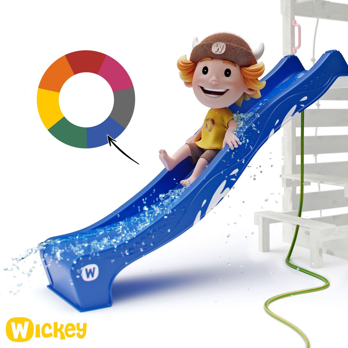 WICKEY speeltoestel klimtoestel Smart Cave met schommel & rode glijbaan, outdoor klimtoren voor kinderen met zandbak, ladder & speelaccessoires voor de tuin — afbeelding 10