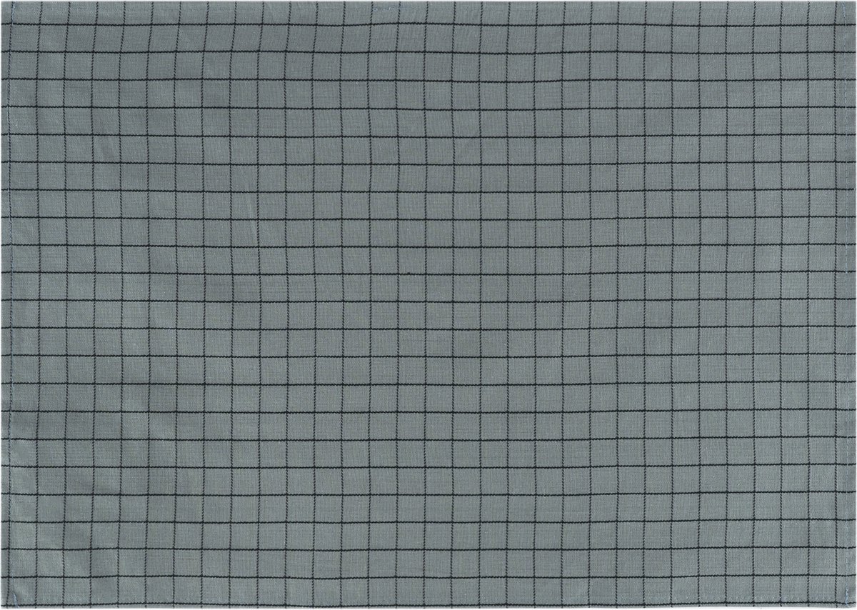 Krumble Theedoek met kleine blokjes - Ruitpatroon - Theedoeken - Glazendoeken - Keukendoeken - Katoen - Grijs met zwart - 40 x 60 cm