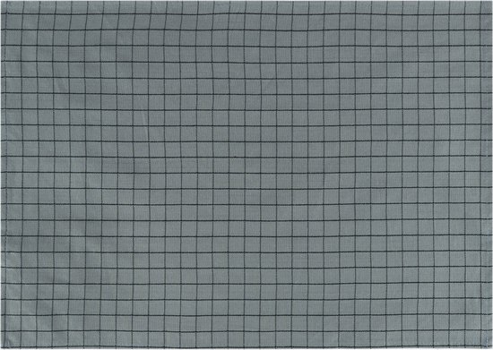 Krumble Theedoek met kleine blokjes - Ruitpatroon - Theedoeken - Glazendoeken - Keukendoeken - Katoen - Grijs met zwart - 40 x 60 cm