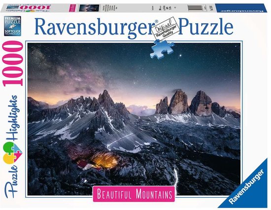 Foto: Ravensburger puzzel drei zinnen dolomieten legpuzzel 1000 stukjes