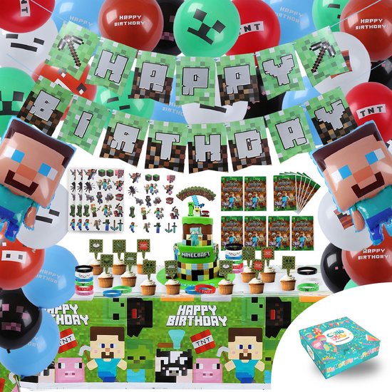 Groene bonen Trekken Los Celejoy® Pixel video game versiering - Minecraft thema decoratie -  ballonnen -... | bol.com