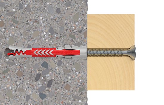 Pluggen en Schroeven set 6mm | 30 stuks fischer® 6x30mm DuoPower pluggen + 30 stuks matzwarte Flowter® 4x40mm schroeven | Muurpluggen 6 mm en schroeven 4mm | Pluggen en schroeven assortiment