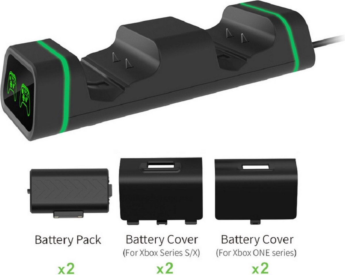 Oplaadstation Charging Docking Station met 2 stuks 800mAh Li-ion batterijen geschikt voor Xbox One / Series X / Series S - TYX-19006X