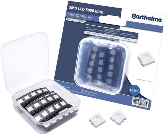 Barthelme SMD-LED-set 5050 Blauw 600 mcd 120 ° 60 mA 3 V Bulk