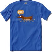 Woof! | Honden - Dogs - Hond - T-Shirt - Unisex - Royal Blue - Maat L