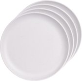 Assiette à déjeuner Excellent Houseware - 4x pièces - plastique/mélamine - blanc - 21 cm