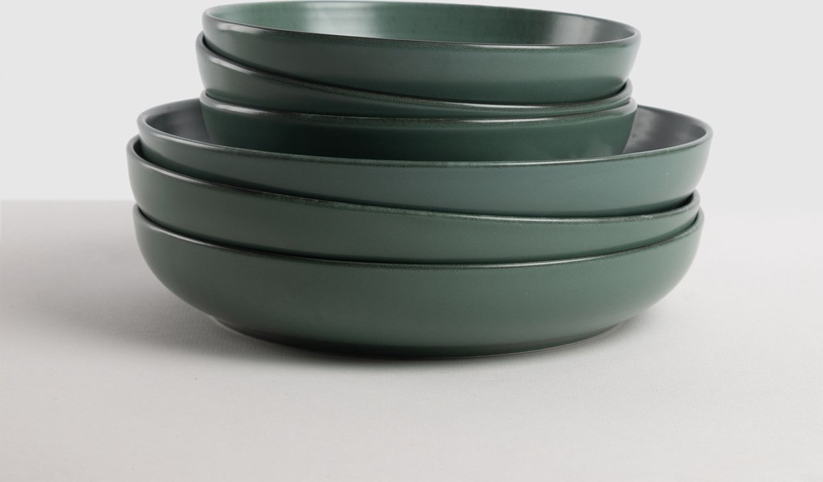 Porland Lykke - Diep bord - 22cm - groen -6 stuks