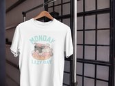 Shirt - Monday lazy day - Wurban Wear | Grappig shirt | Hond | Unisex tshirt | Donut | Relax | Wit
