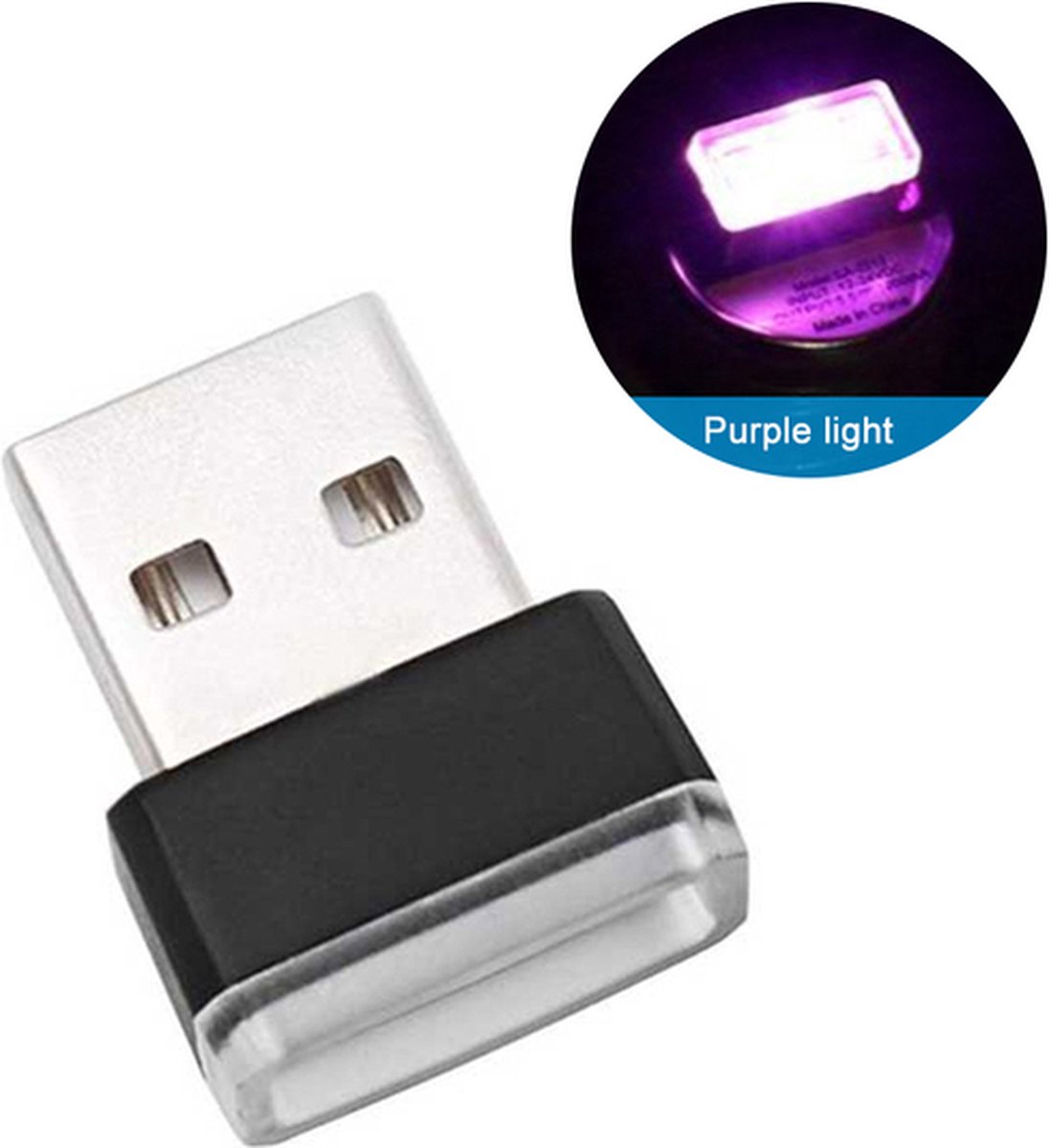 USB - Paarse Auto LED-Sfeerverlichting - Plug-In - 5V - Auto - Laptop - USB-Aansluitingen - Nachtverlichting - Paars