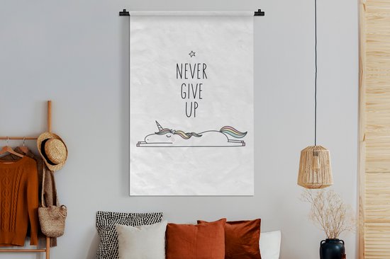 Tapisserie - Tapisserie - Unicorn - Enfants - Citations - Ne jamais abandonner - Filles - 120x180 cm - Tapisserie