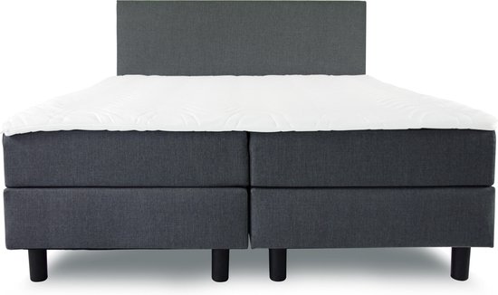 Sommier tapissier Home - Complet - Ressort ensaché - Mousse froide HR - Anthracite - 90x220 cm