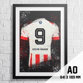 PSV Eindhoven Poster Voetbal Shirt A0 Formaat 841 x 1189 mm (gepersonaliseerd met eigen naam en nummer)