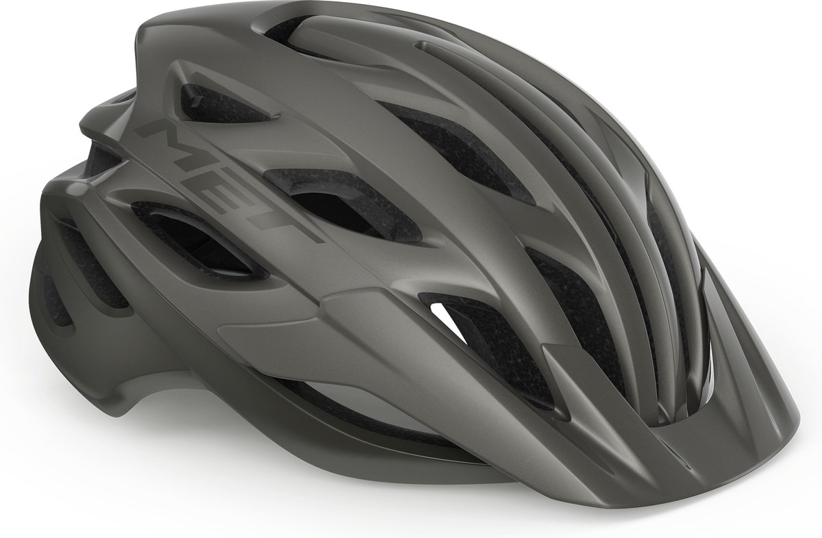 MET Veleno Fietshelm Mannen & Vrouwen – Fietshelm Mountainbike Volwassenen – Elektrische Fiets – Stadsfiets – Maat S (52-56cm) – Titanium Metallic Matt (Grijs)