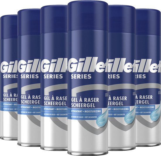 Gillette Series Gel à raser hydratant - Au beurre de cacao - 6 x 200 ml