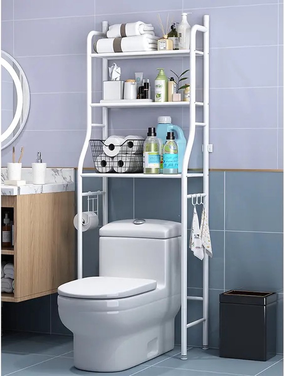 ECD Germany Wasmachinekast 70,5 x 190,5 x 70 cm Wit 4 Deurs 4 Planken