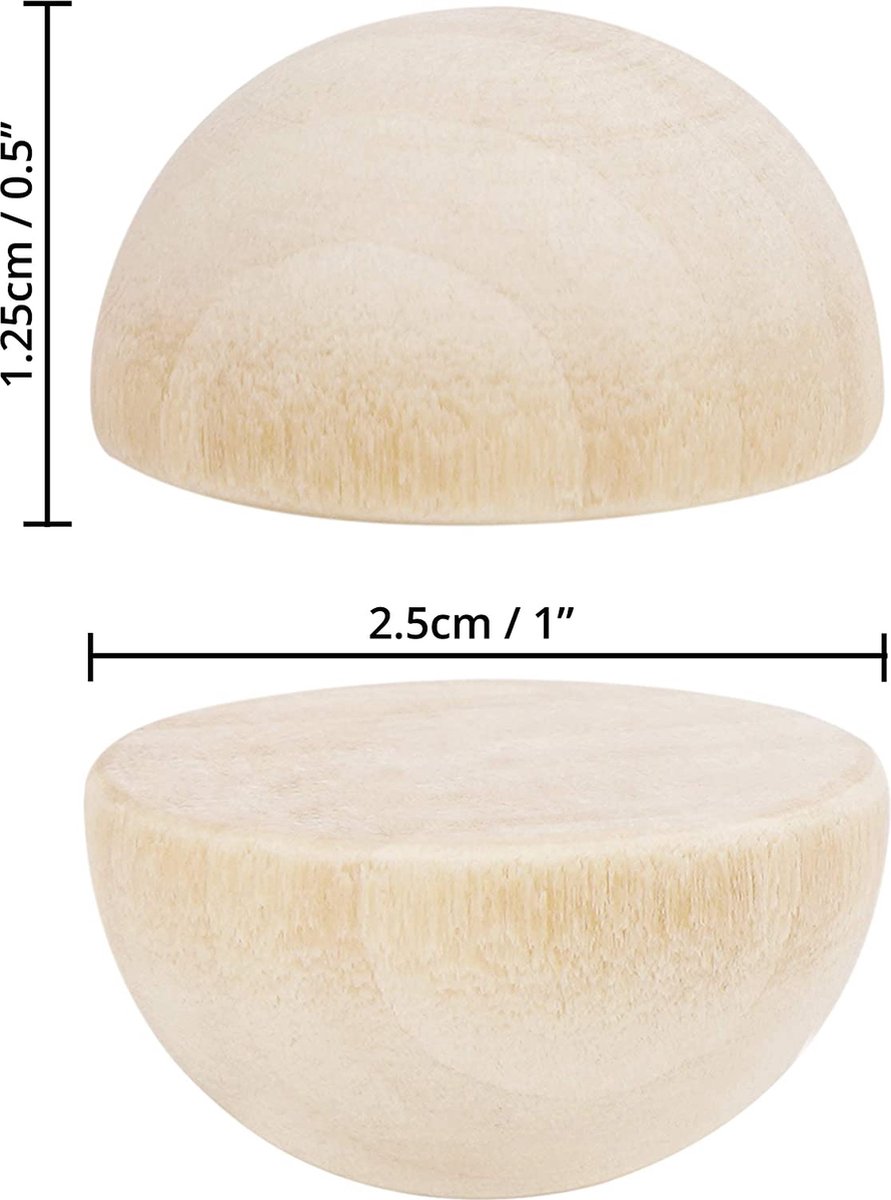 Belle Vous 1000 Pak Natuurlijk Onbewerkt Houten Hobby Ballen – 7 Geassorteerde Maten – Mini Ronde Houten Kralen met Gaten – Voor DIY Projecten, Sieraden Maken, Huis/Feest Decoratie, Kunst en Hobby