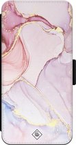 Casimoda® bookcase - Geschikt voor iPhone 14 - Hoesje met pasjeshouder - Marmer roze paars - Paars - Kunstleer