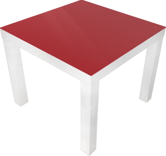 Table Basse - Dessus En Glas Rouge Foncé - Ikea Lack Base - 55x55cm - Table  D'Appoint... | bol