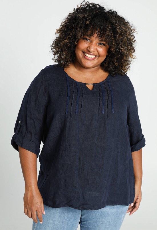 Effen lange blouse jurk met kraag