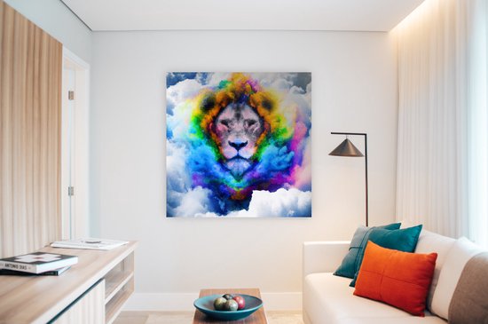 Cloudy with a chance of lions | Cloudy with a chance of Lions | Kunst - 80x80 centimeter op Dibond | Foto op Dibond