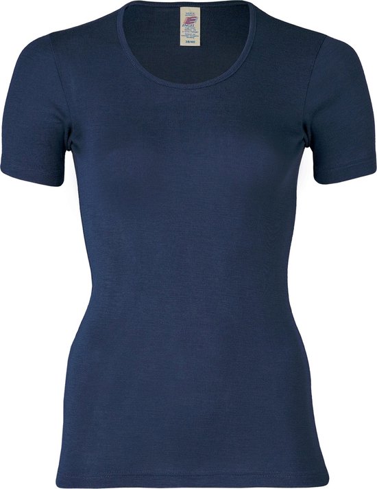 Engel Natur Dames T-shirt Zijde - Merino Wol GOTS navy blauw 46/48(XL)
