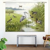 Wandkleed Water- en weidevogels van M.A. Koekkoek - L: Landscape 135 x 95 cm