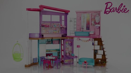 Barbie Jour Nuit Dreamhouse Maison à 3 étages Jouet Avec Accessoires  Multicolore