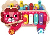 Annie´s Choice - Leo de Leeuw - 4 in 1 Houten Speelgoed Hamerbank - Xylofoon - Visspel - leren klokkijken - Montessori Speelgoed