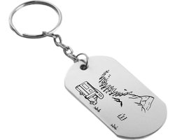 Akyol - happy camper sleutelhanger - Camper - kampeerders - toeristen - leuk cadeau voor iemand die houd van kamperen - 54 x 29mm
