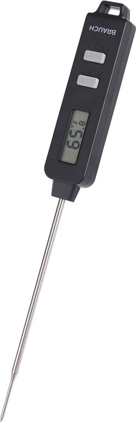 Brauch TP500 - Thermometer - Keukenthermometer - RVS - Voedsel Melk, Vlees, BBQ, Water, Zwart - Oven