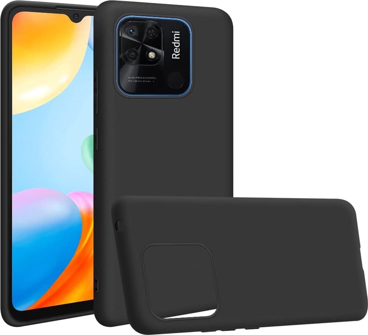 Xiaomi Redmi 10A Hoesje - Siliconen - Redmi 10A Hoesje Zwart Siliconen Case