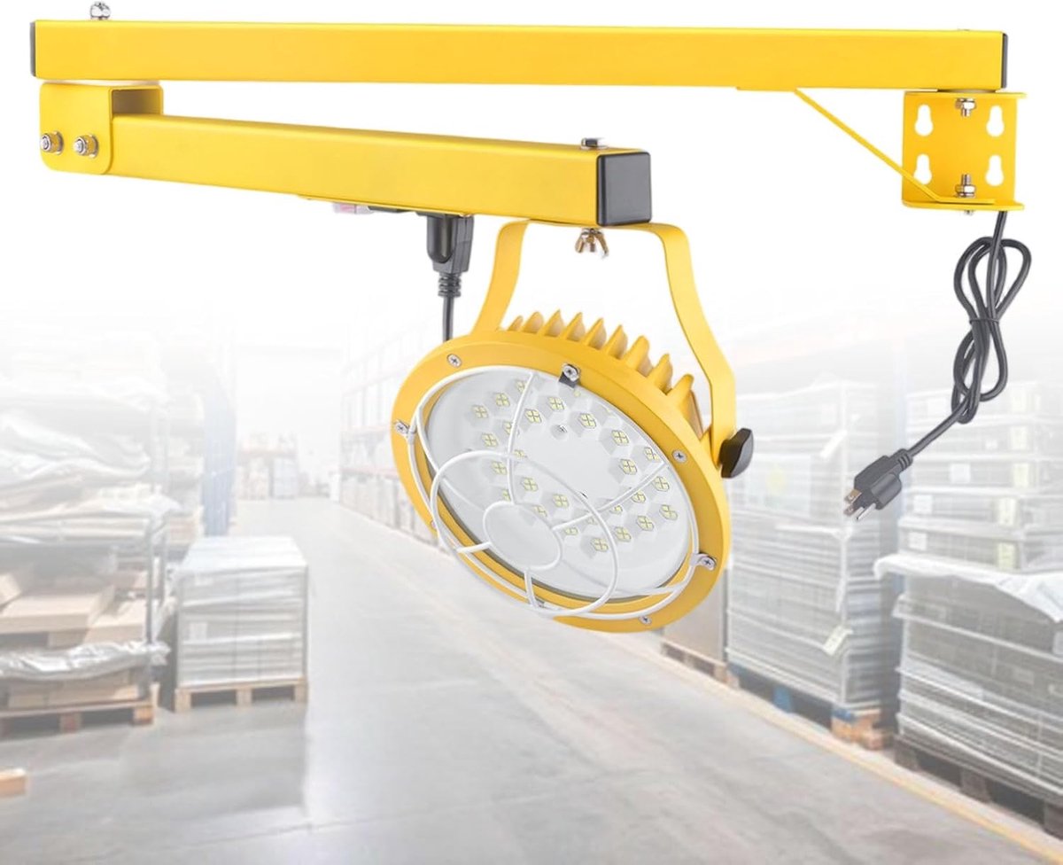 LED Laadlamp - Zwenkarm Lamp - Magazijn Verlichting - 360 Graden Verstelbaar - 30W - Geel