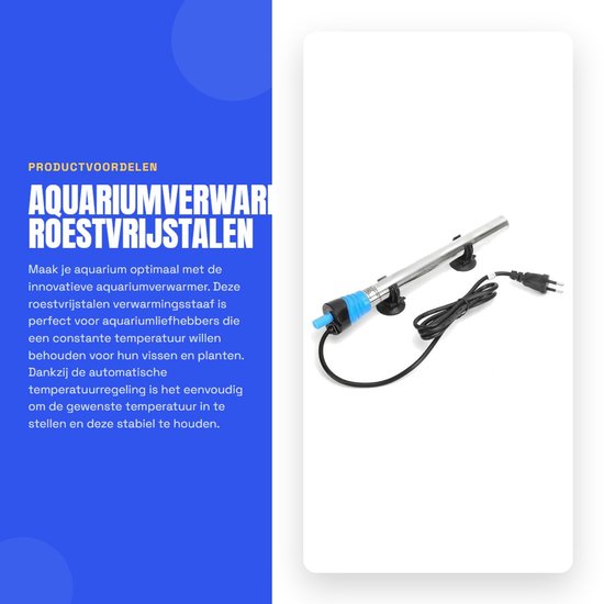 Dailygoods - Aquariumverwarmer - Roestvrijstalen verwarmingsstaaf - Automatische temperatuurregeling - 100W - Geschikt voor aquaria - Eenvoudige insta...