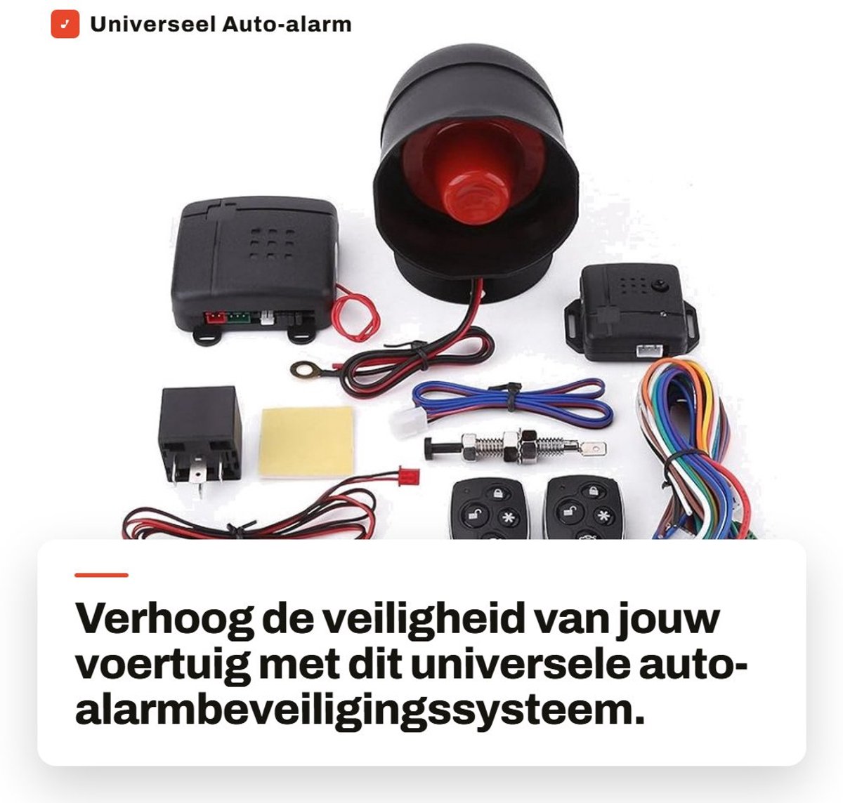 Dailygoods- Auto-alarm Draadloos - Auto alarmsysteem - Beveiliging - Afstandsbediening met 2 stuks - Schokdetectie - Eenvoudig te installeren - Beveiligingssysteem